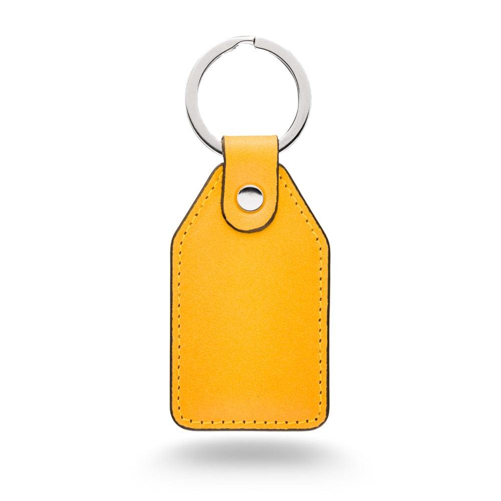 Rectangular Leather Key Ring, Yellow Key Fob SageBrown