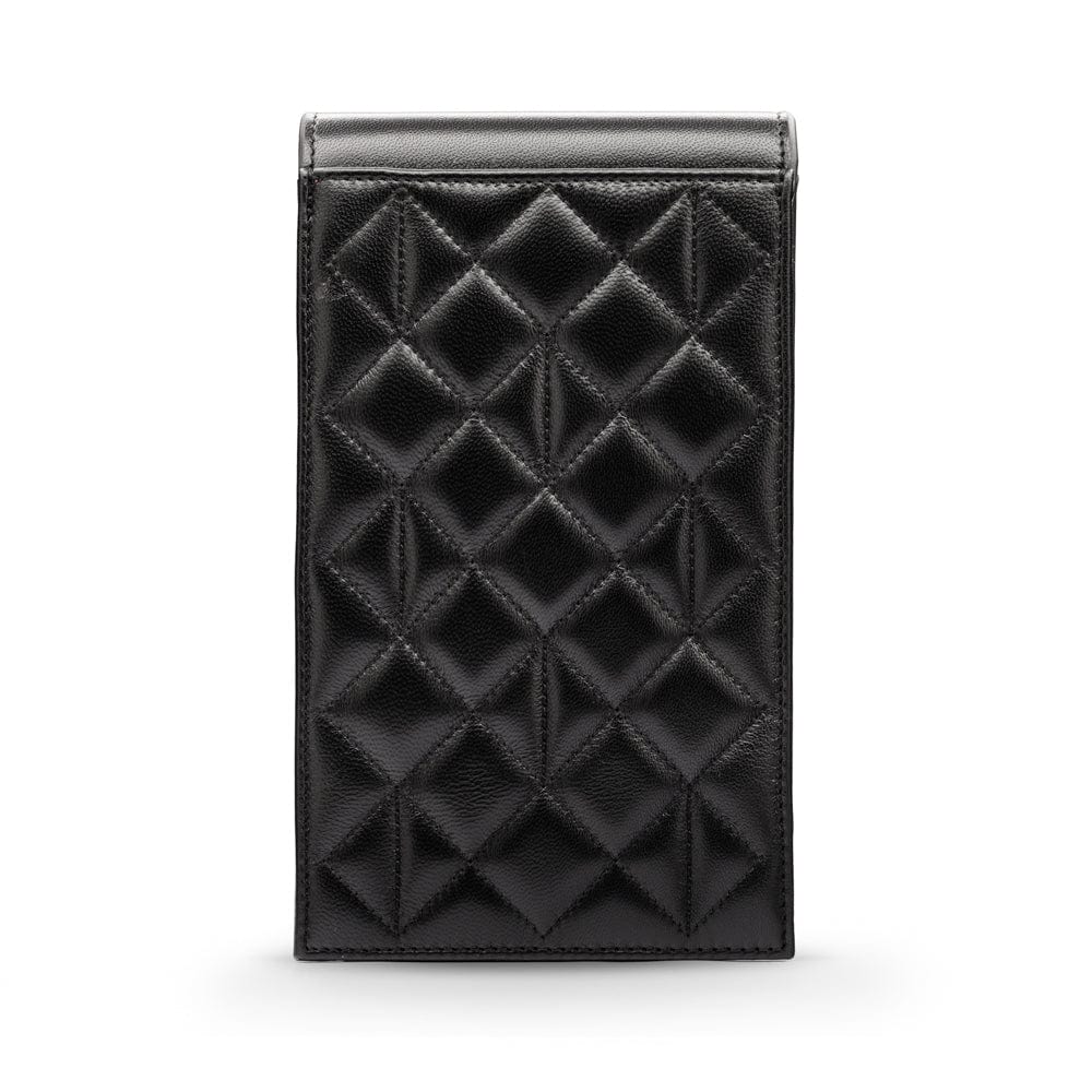 Leather phone bag, black, back