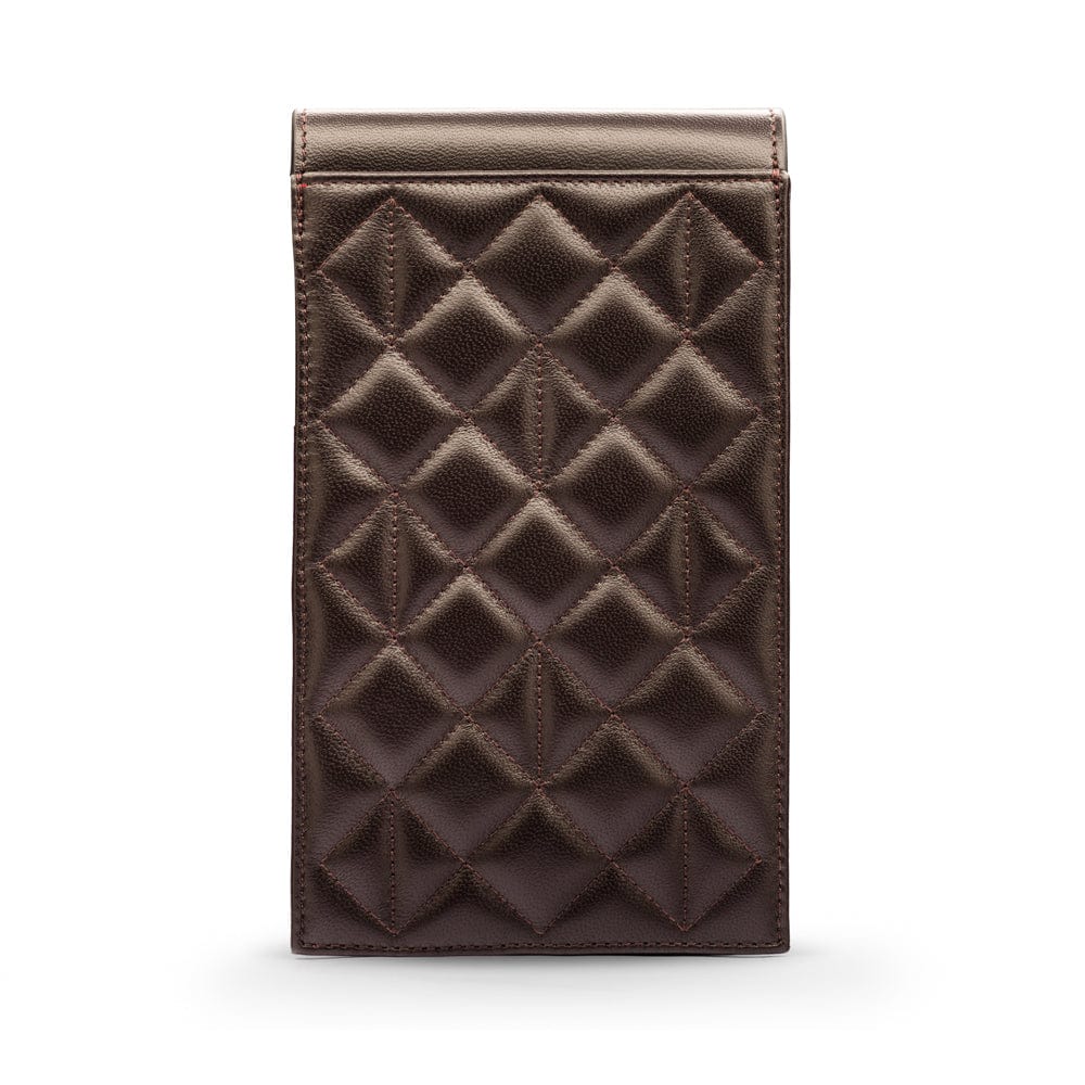 Leather phone bag, brown, back