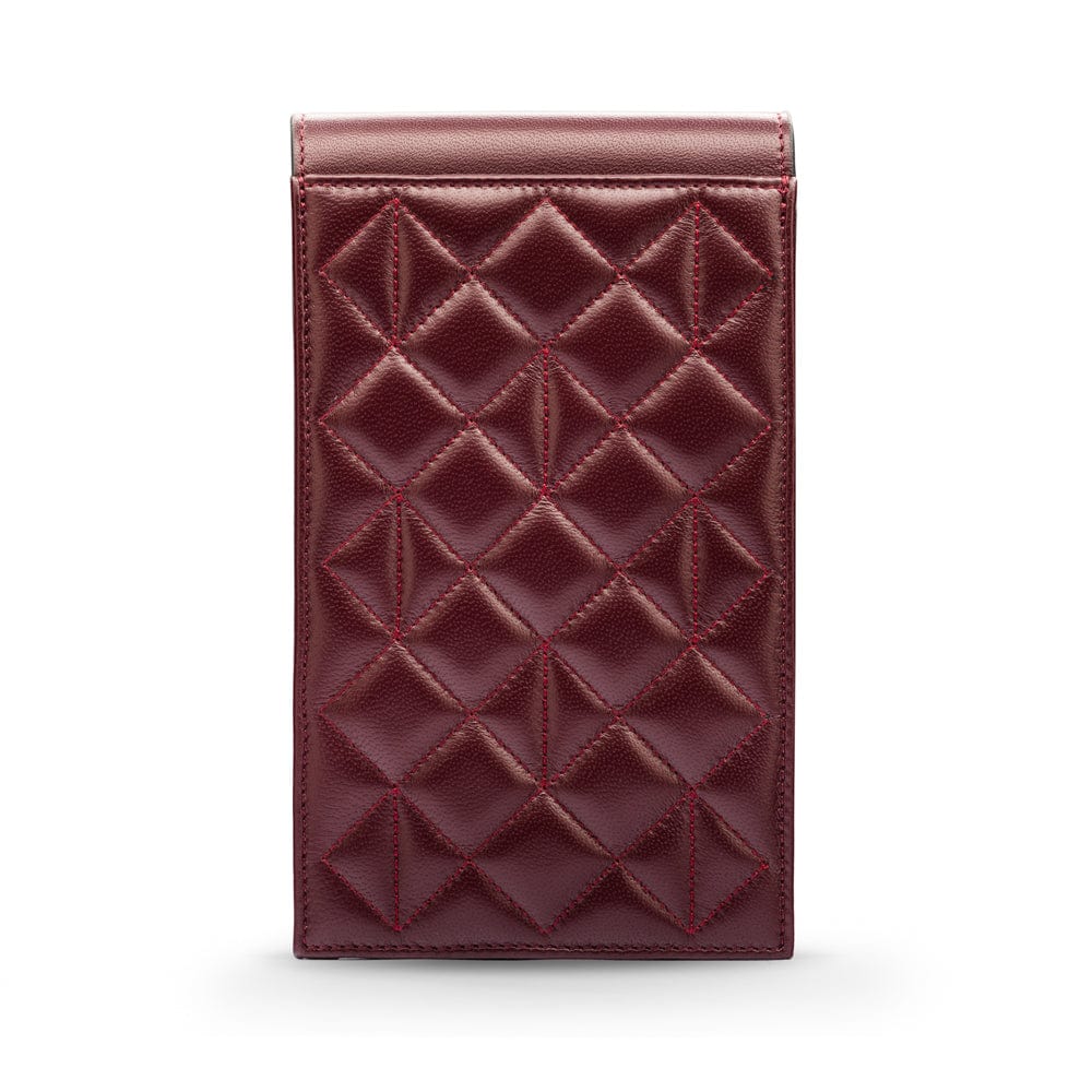 Leather phone bag, burgundy, back