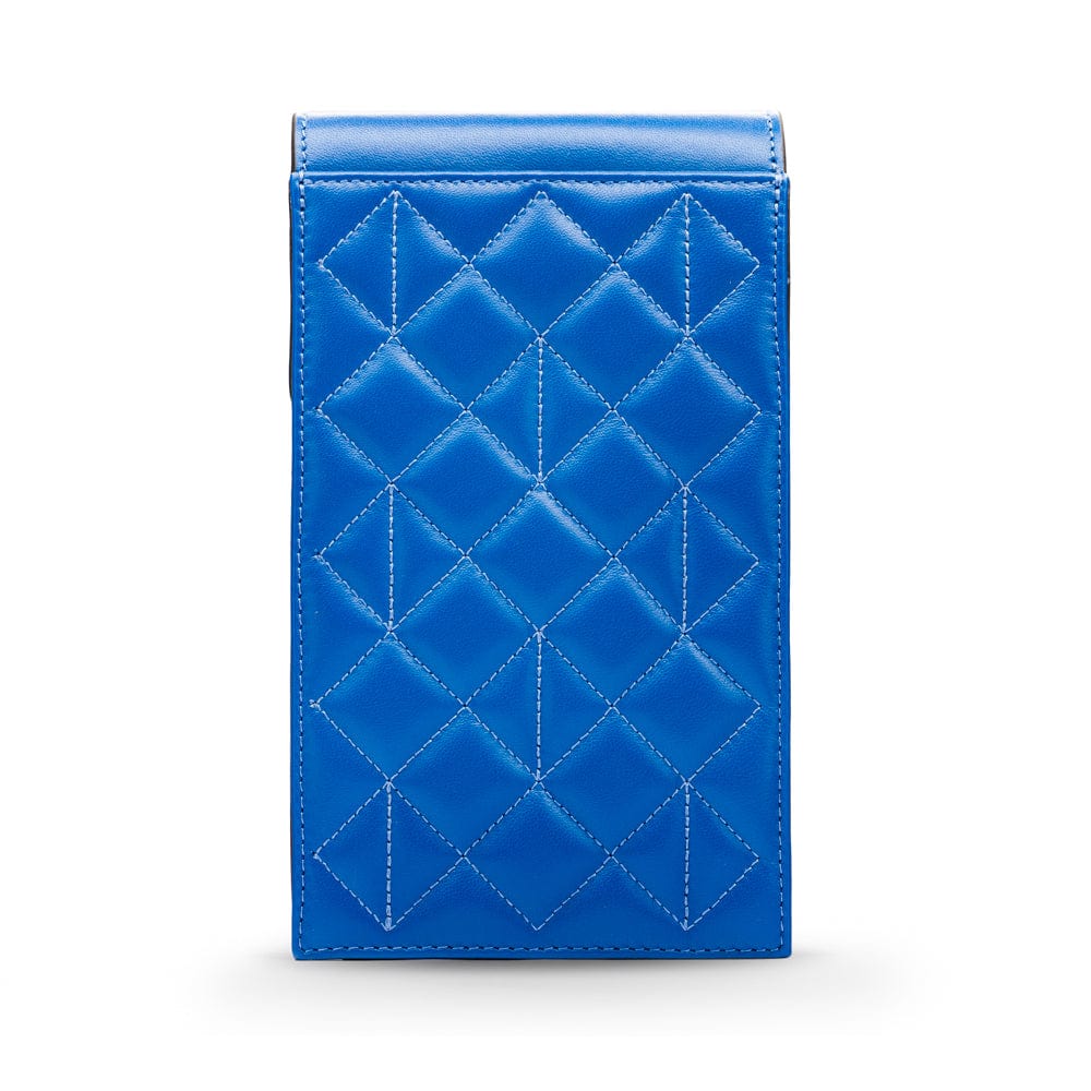 Leather phone bag, cobalt, back