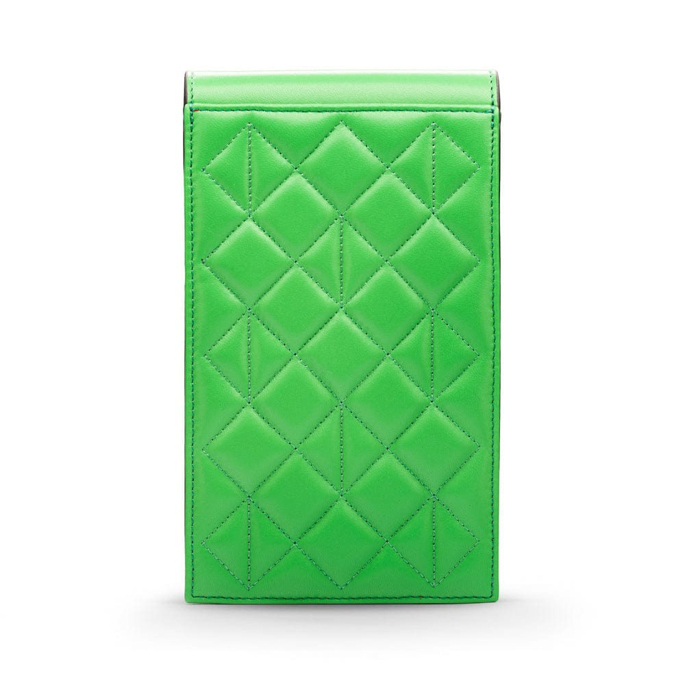 Leather phone bag, emerald, back