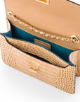 Mini chain bag, ivory croc, inside view