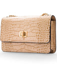 Mini chain bag, ivory croc, front