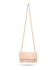 Mini chain bag, ivory croc, with long chain strap