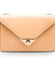 Small leather envelope chain bag, ivory, front view