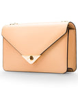 Small leather envelope chain bag, ivory, front
