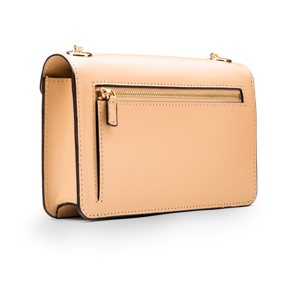 Small leather envelope chain bag, ivory, back view