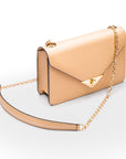 Small leather envelope chain bag, ivory, side view