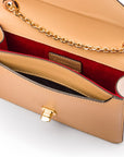 Small leather envelope chain bag, ivory, inside view