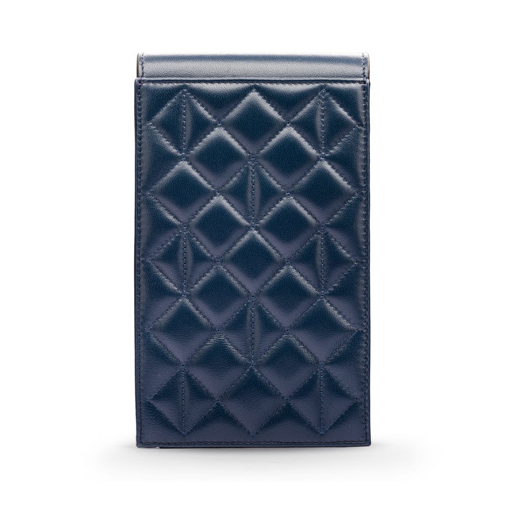 Leather phone bag, navy, back