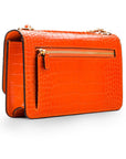 Mini chain bag, orange croc, back view