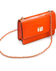Mini chain bag, orange croc, side view