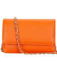 Small leather chain bag, orange, front