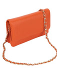 Small leather chain bag, orange, side