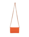 Small leather chain bag, orange, chain strap