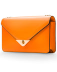 Small leather envelope chain bag, orange, front