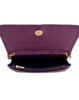 Small leather chain bag, purple, inside