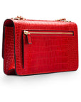 Mini chain bag, red croc, back view