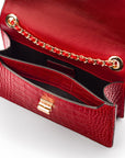 Mini chain bag, red croc, inside view