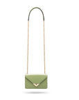 Small leather envelope chain bag, sage green, shoulder strap