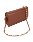 Small leather chain bag, tan, side