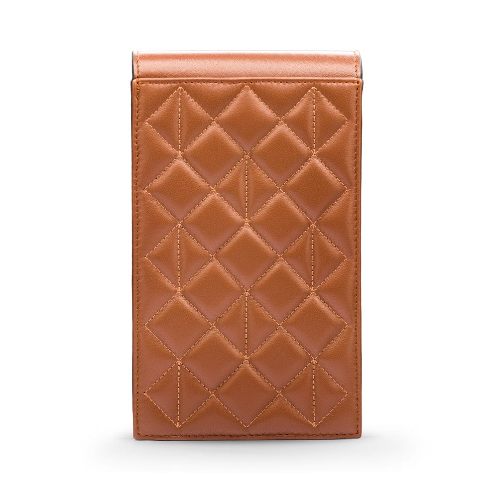 Leather phone bag, tan, back