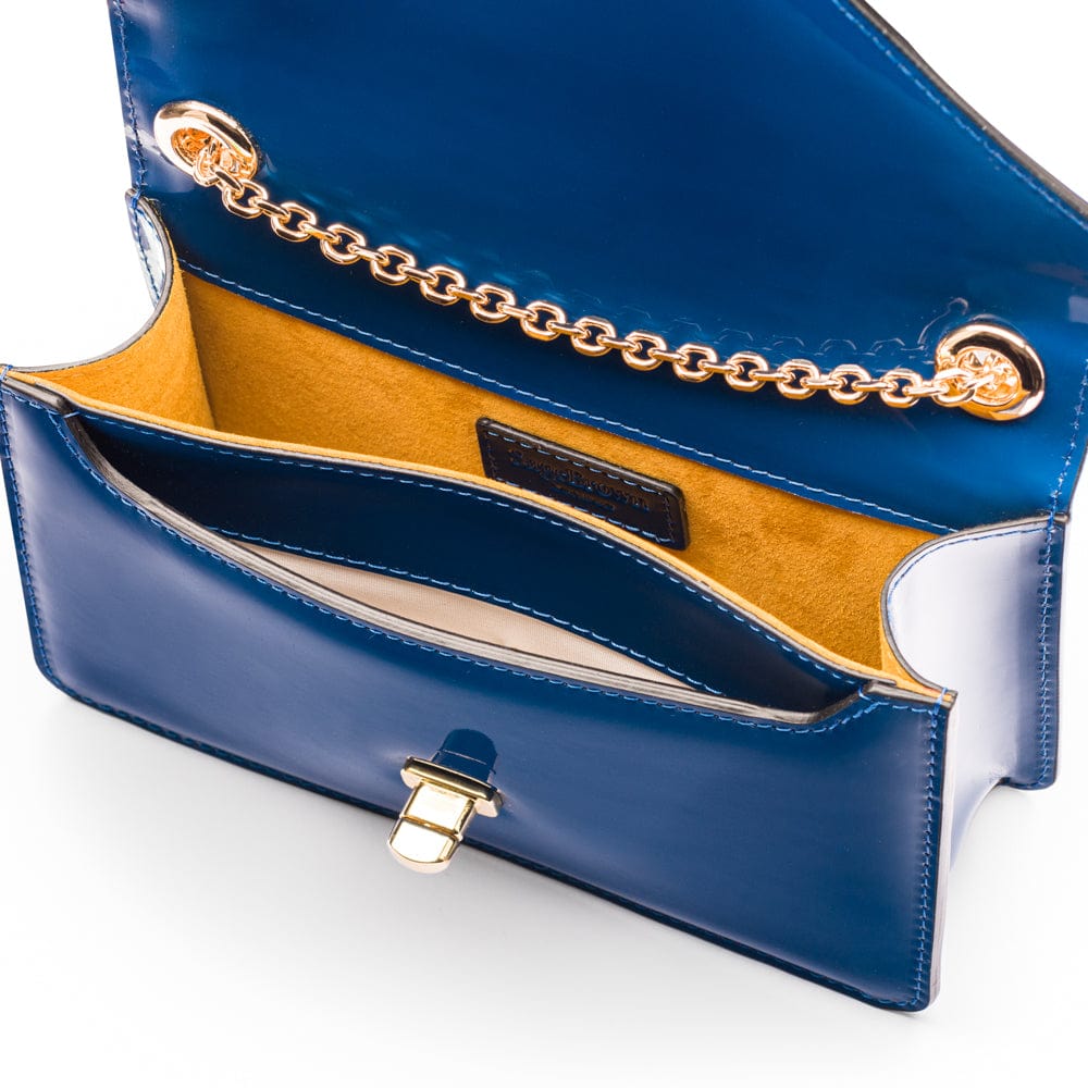 Small Envelope Shoulder Bag, Victoria - Cobalt Patent