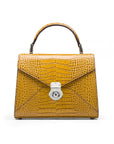 Leather top handle bag, Burnett bag, antique green, front view