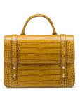 Mini top handle Harmony music bag, antique green croc, front view