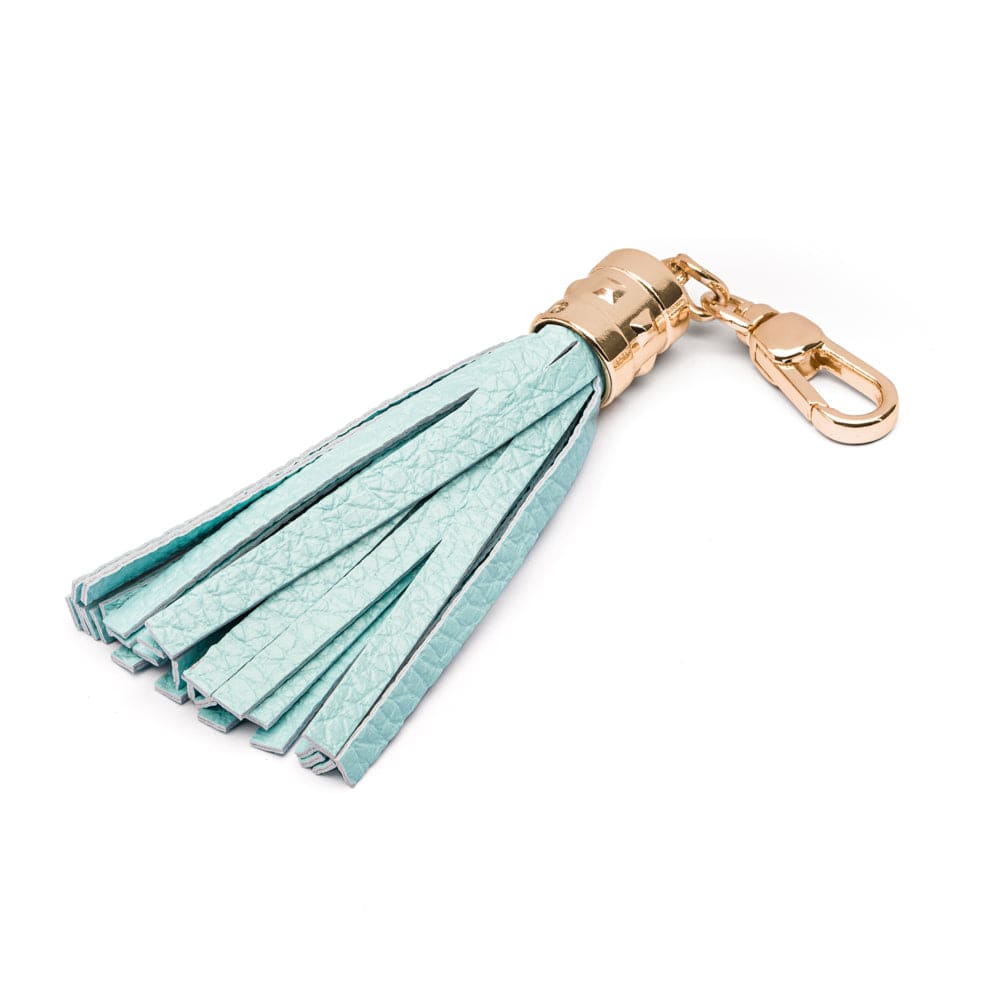 Decorative leather tassel, baby blue