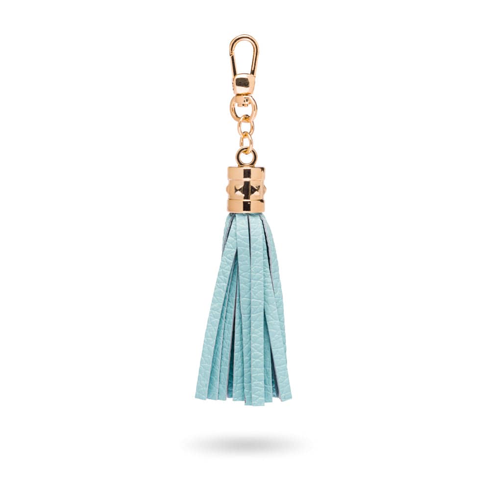 Decorative leather tassel, baby blue