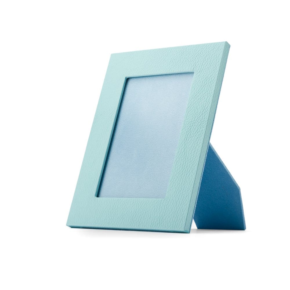 Leather photo frame, baby blue, 6x4", front