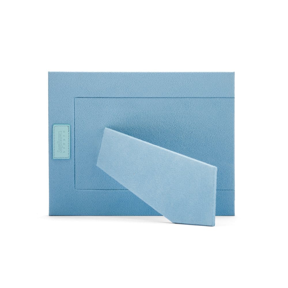 Leather photo frame, baby blue, 6x4", landscape back