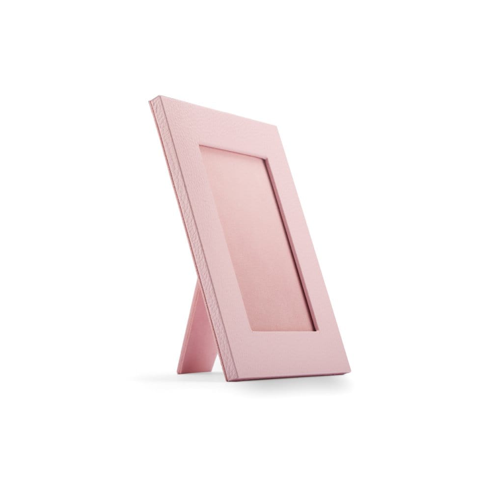 Leather photo frame, baby pink, 8x6", side
