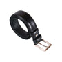 Leather belt with silver buckle, black