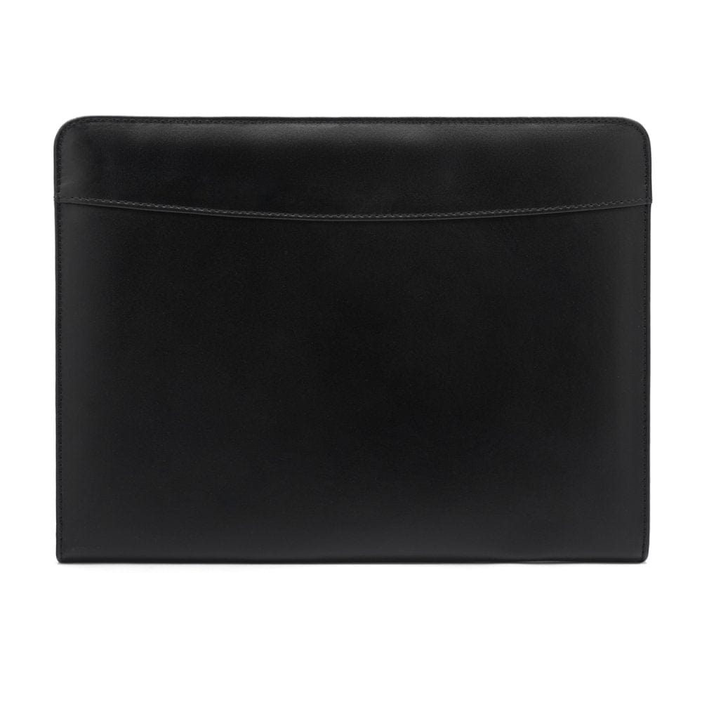 A4 leather notepad folder, black, front