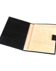 A5 leather notepad folder, black, inside view