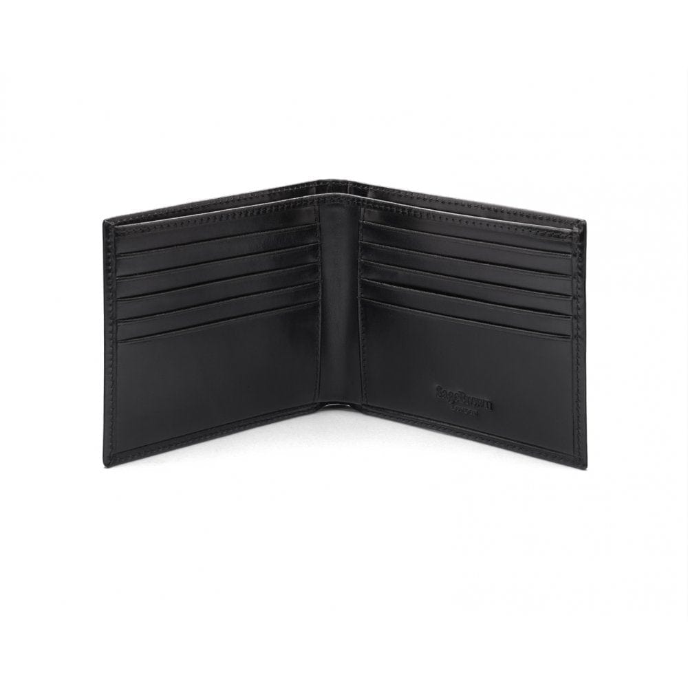 RFID wallet in black bridle leather, open view