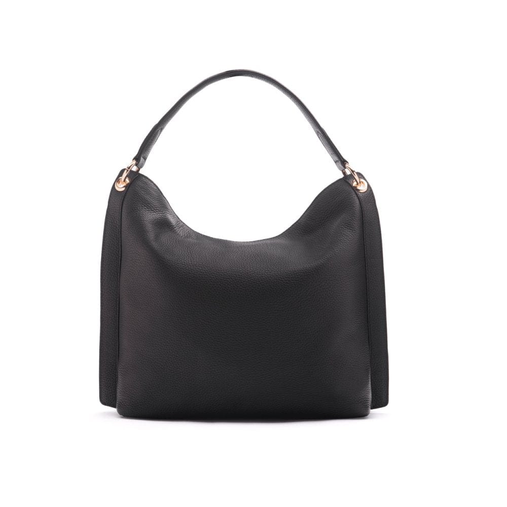 Carol Ann slouchy leather shoulder bag, black, back