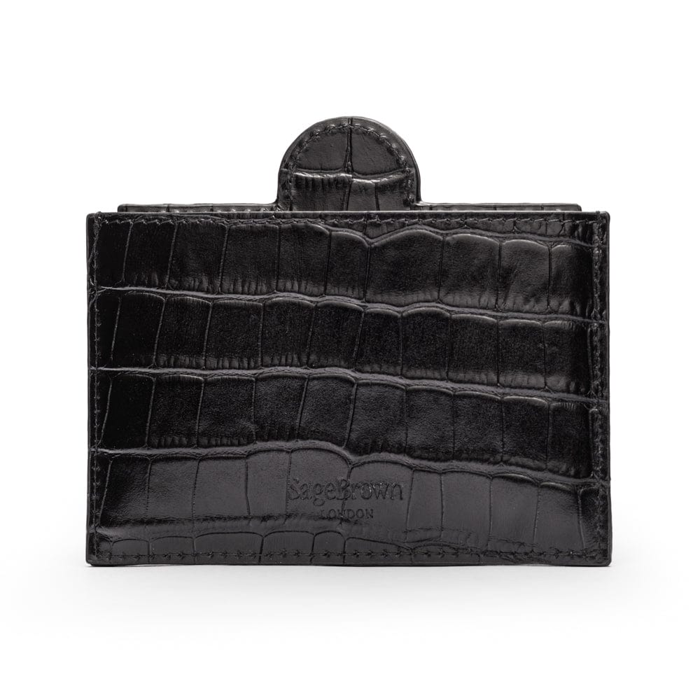 Compact leather mirror, black croc, back