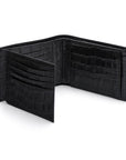 Leather coin wallet, black croc, open