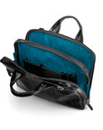 Leather 13" laptop briefcase, black croc, open