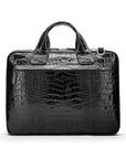 Leather 13" laptop briefcase, black croc, back
