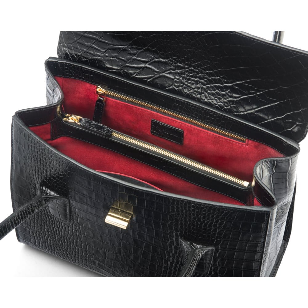 Black Large Leather Morgan Bag