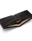 Men's leather billfold wallet, black croc, inside