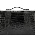 Small leather briefcase, black croc, back