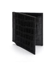 Black Croc Compact Leather Money Clip Wallet