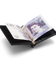 Black Croc Compact Leather Money Clip Wallet