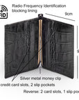 Clip wallet for men, black croc, features